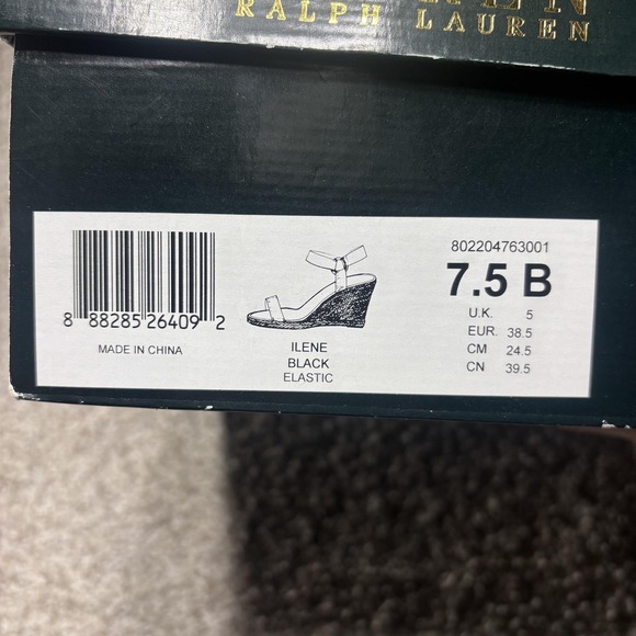 Lauren Ralph Lauren Wedge Shoes Womens Size 7.5 Black Ilene Espadrille Sandals - Picture 12 of 14